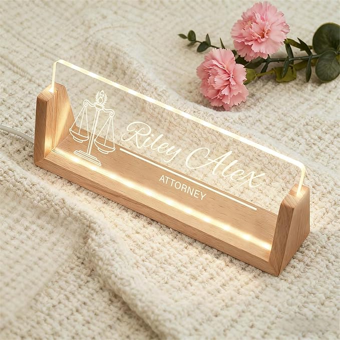 Personalized Desk Name Plate, Custom Light Up Acrylic Office Sign - Image 2