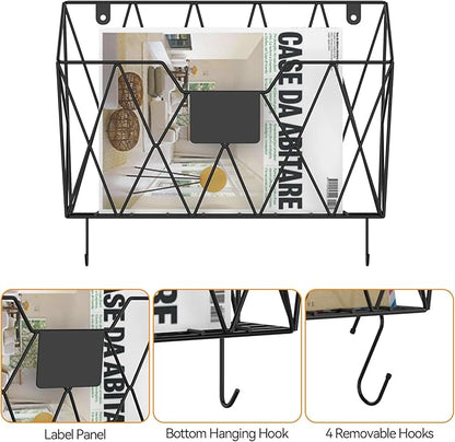 CADUKE 6 Pack Wall File Organizer, Metal Hanging Folder Holder Mail Magazine - Image 3