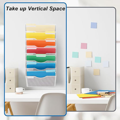 EASEPRES 8 Pocket Mesh Hanging Wall File Organizer, Wall Mounted Mail Paper - Image 4
