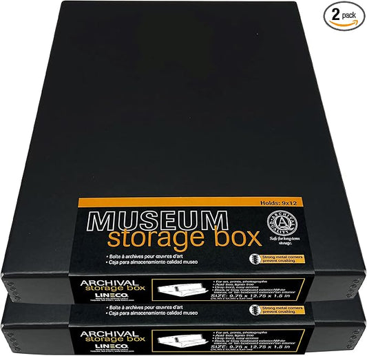Lineco Museum Archival Storage Box, 9.75x12.75x1.5 in. Drop Front Design. by Lineco