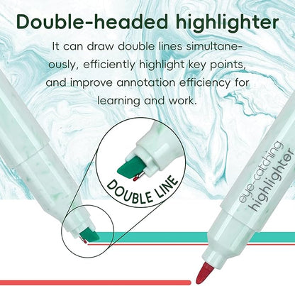 Techjob Aesthetic Highlighters 6 Pack Dual Tips, Double Line Highlighters - Image 3