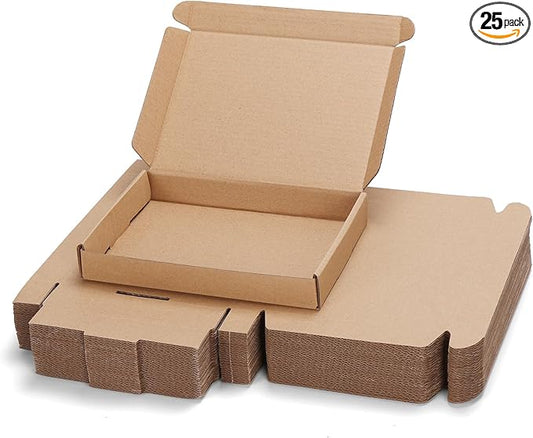 PHAREGE 7x5x1 inch Shipping Boxes Bulk 25 Pack Brown, Tab Lock Tuck Top Mailer by PHAREGE