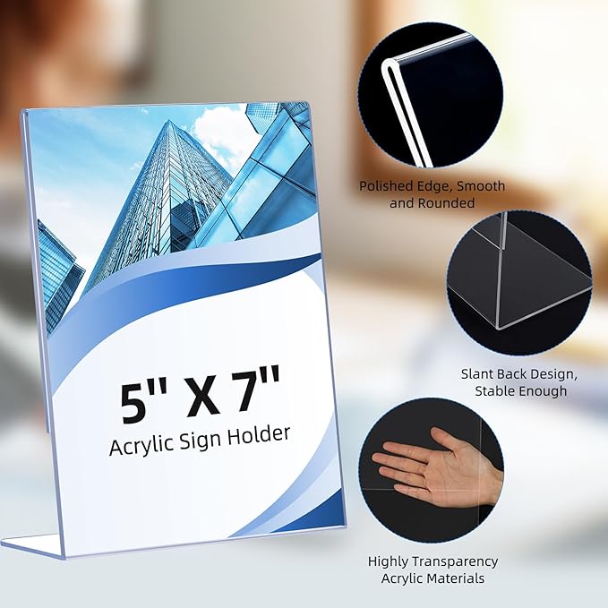 12 Pack Slanted Back Acrylic Sign Holders 5x7 - Image 5