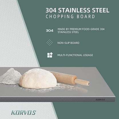KORVOS 304 Stainless Steel Cutting Board, Large Size 23.62"x19.68" Heavy Duty - Image 3