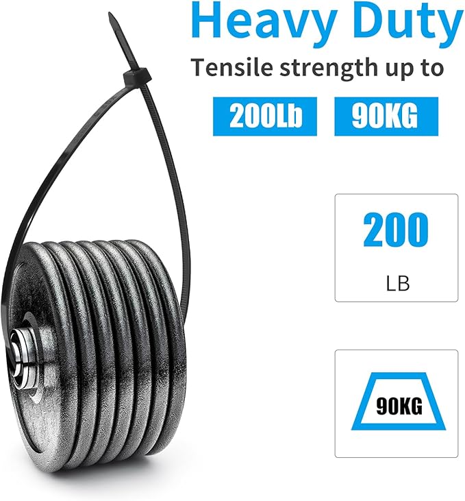 XINGO 48 inch Black Zip Ties Heavy Duty 25 PCS, 200 LBS Ultra Strong Plastic - Image 4