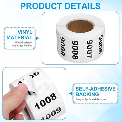 PATIKIL 0.8 x 1.6 Inch Inventory Number Sticker, 2 Roll 9001 to 10000 - Image 4