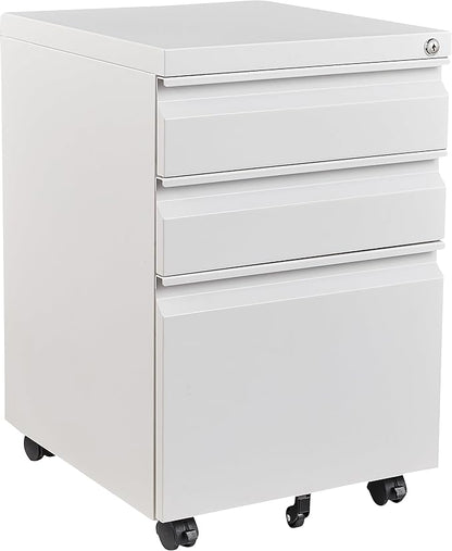 Fesbos 3 Drawer Mobile Metal File Cabinet, Pre-Built Office Storage File Cabinet by Fesbos