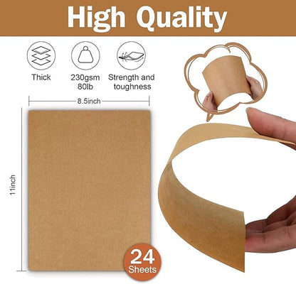 24 Sheets Brown Cardstock 8.5 x 11 Kraft Paper, Goefun 80lb Card Stock Printer - Image 2