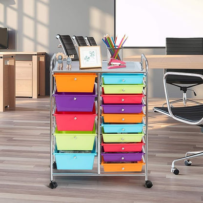 LDAILY 15 Drawer Rolling Storage Cart, Rolling Cart - Image 9