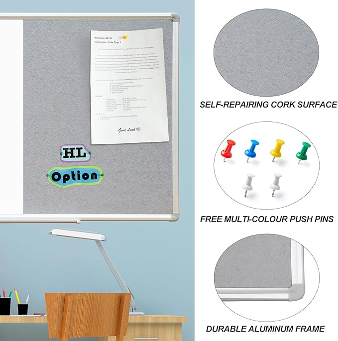 DEVELOP Grey Felt Bulletin & Magnetic Dry Erase Combo Board, 24 x 18 Inch - Image 3