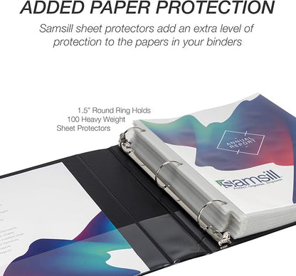 Samsill Durable 1.5 Inch Binder, Made in the USA, Round Ring Customizable Clear - Image 6