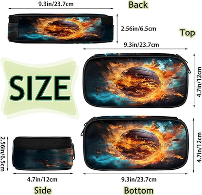 Pardick Pencil Case，Basketball Fire Big Capacity Pencil Pouch Coin Pouch - Image 4