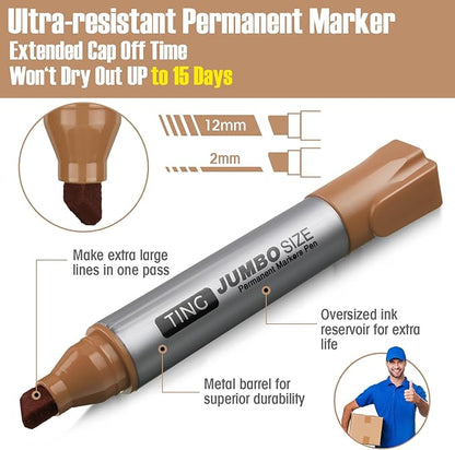 Fuutreo 10 Pack Jumbo Permanent Markers Bulk Large Chisel Tip Permanent Markers - Image 4