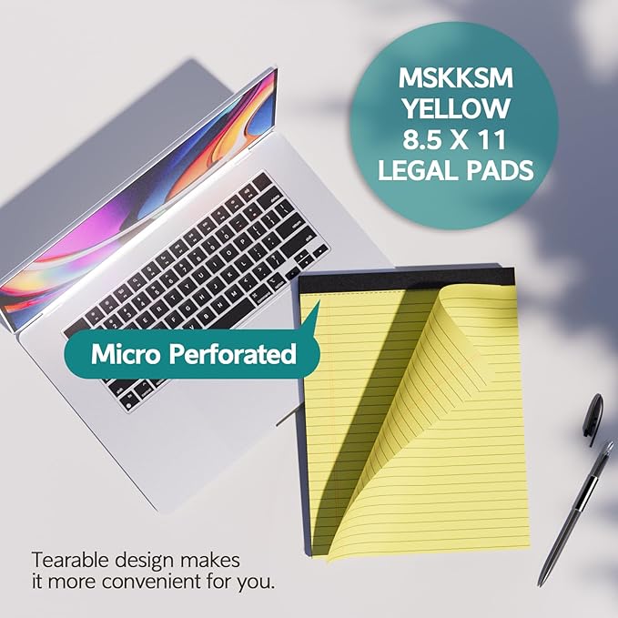 MSKKSM Legal Pads 8.5 x 11, 6 Pack Yellow Note Pads 8.5 x 11 Writing Pads - Image 4