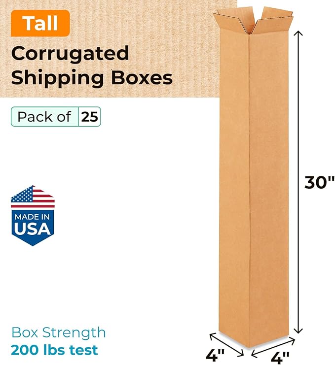 Tall Moving & Shipping Boxes 4"L x 4"W x 30"H - Image 2