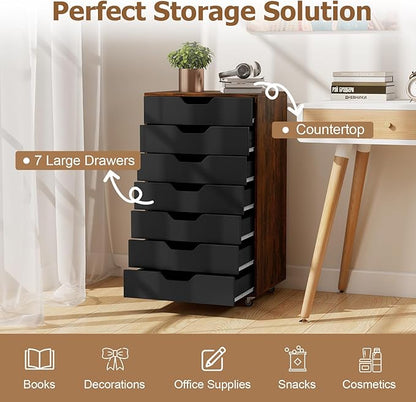 Giantex 7-Drawer Storage Cabinet, Mobile File Organizer - Image 4
