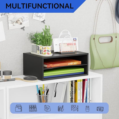 GDINDINFAN Wood Desktop Letter Tray File Organizer, Paper Storage Mail Sorter - Image 6