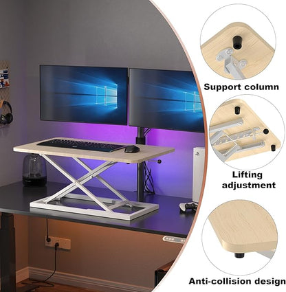 Decoholic Light Wood Small Single 24 inch Scissors Lift Keyboard and Mouse Riser - Image 4