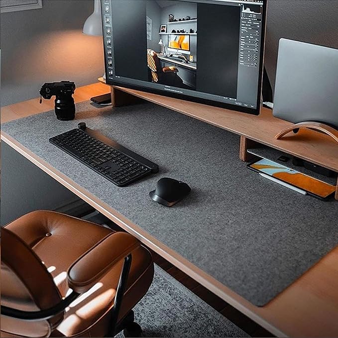 Felt Desk Mat, 35.5" x 15.8" Inches, Large Keyboard Mat, Wool Desk Pad by PremiumDeskPadatDawnTrees