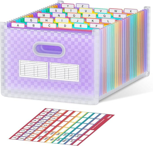 ThinkTex 26-Pocket Accordion File Organizer, Upright & Open Top, A–Z Colorful by ThinkTex