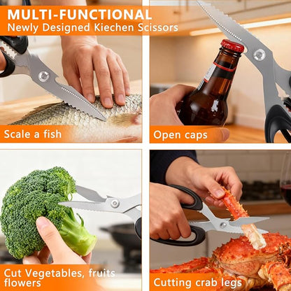 2-Piece Kitchen Scissors Stainless Steel Cooking Shears, Vegetables and Poultry - Image 4