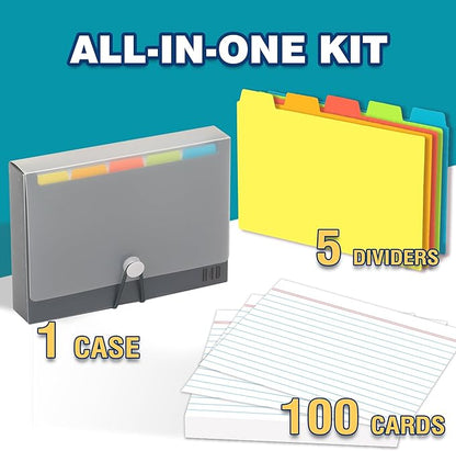 H4D 4x6 Index Card Case with 100 Heavyweight Ruled Index Cards and Dividers - Image 2