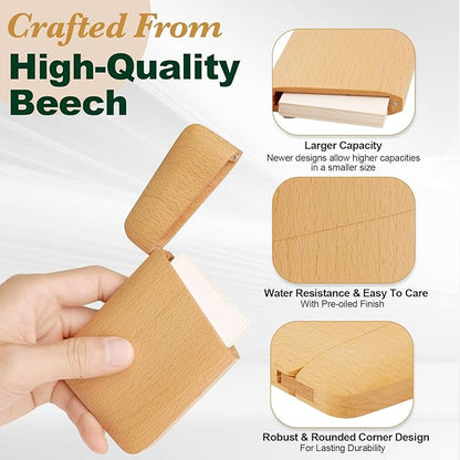 Yookin Wood Business Card Holder Wooden Magnetic Business Card Case Portable - Image 3