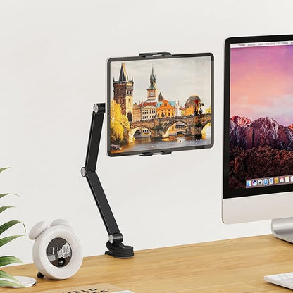 Houele Tablet Stand Holder, Adjustable Foldable Tablet Arm iPad Desk Mount - Image 6