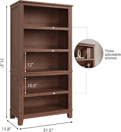 IDEALHOUSE 71" Farmhouse Bookshelf w/Adjustable Shelves & 31.5 in Whidth - Image 2
