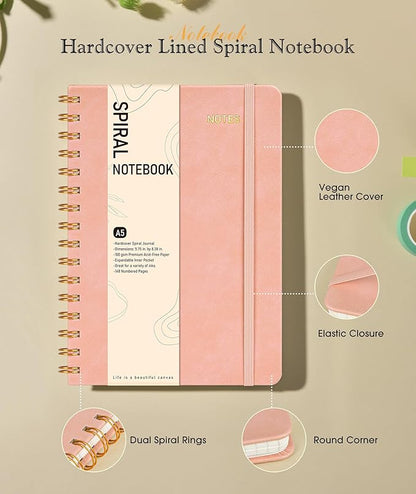 Dotted Spiral Journal Notebook, A5 Hardcover Spiral Journals - Image 2