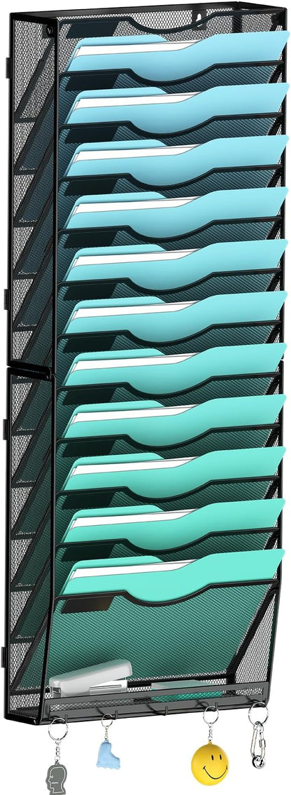 Gawerk 13-Tier Wall File Organizer Hanging Wall File Holder Wall Mount Paper by Gawerk
