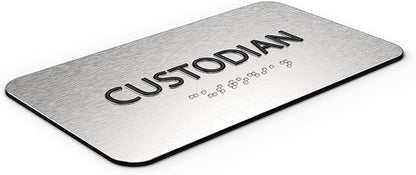 ADASigns Custodian Closet Sign 7" W x 4" H Durable Brushed Aluminum - Image 2