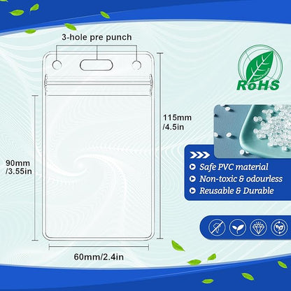 200 Pcs Clear Plastic Vertical Name Badge ID Card Holders - Image 2