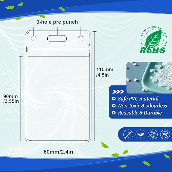 100 Pcs Clear Plastic Vertical Name Badge ID Card Holders - Image 2