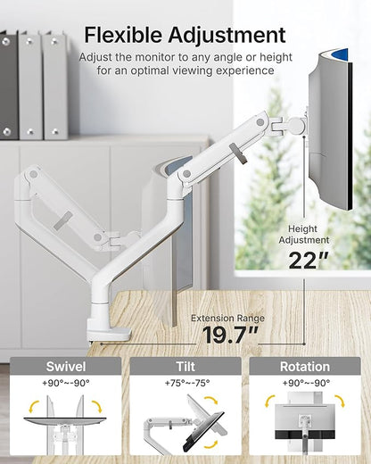 monTEK Single Monitor Arm with USB A/C, Ultrawide Monitor Stand - Image 4