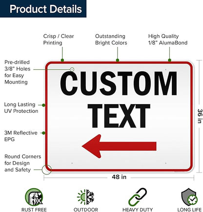 Custom Arrow, Custom Directional Sign, Left Arrow, 36x48 Inches, Reflective - Image 6