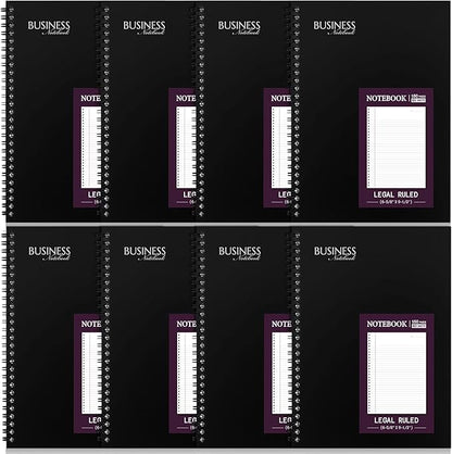 Resurhang 8 Pack Wirebound Business Notebook Legal Ruled Spiral Notebook 6-5/8" by Resurhang