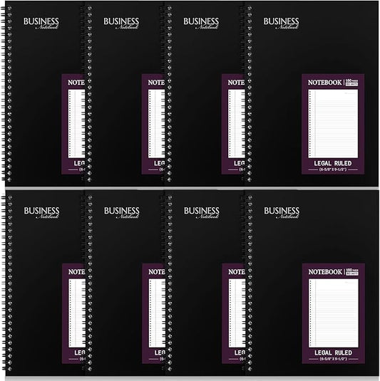 Resurhang 8 Pack Wirebound Business Notebook Legal Ruled Spiral Notebook 6-5/8" by Resurhang