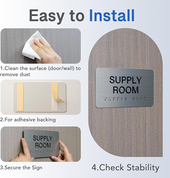 TRAINING ROOM Signs with Raised Text & Grade 2 Braille, Brushed Aluminum/Silver - Image 4