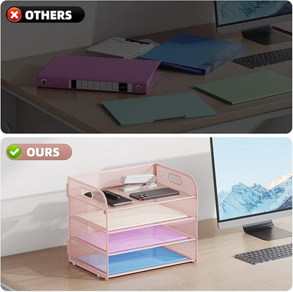 Marbrasse 2 Pack 4 Tier Paper Organizer Letter Tray - Image 2