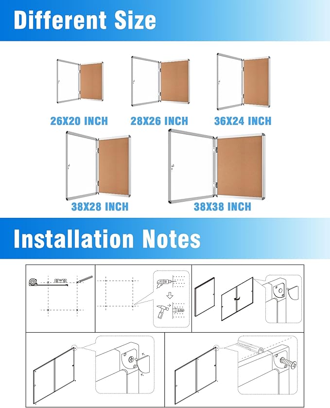Mifuro 2 Pack 26"x20" Enclosed Bulletin Board, Lockable Weather-Resistant - Image 4
