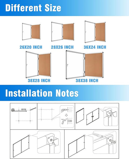 Mifuro 2 Pack 26"x20" Enclosed Bulletin Board, Lockable Weather-Resistant - Image 4