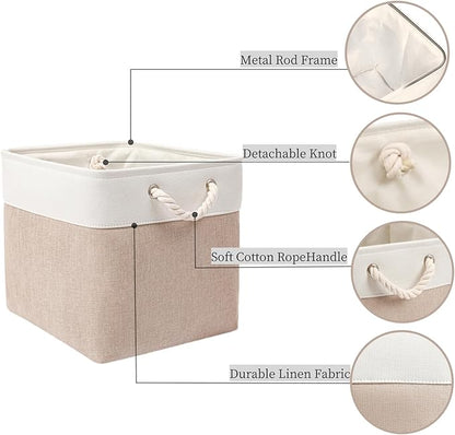 Mangata Canvas Storage Boxes, 11 Inch Cube Storage Bins Set of 6, Fabric Baskets - Image 5