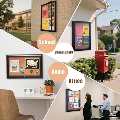 Homezelle Enclosed Cork Bulletin Board 36"x24" Outdoor Weatherproof Cork - Image 5