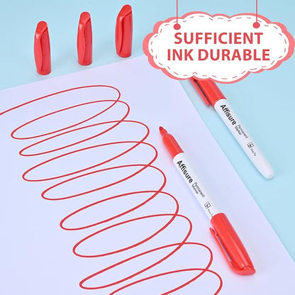 Affisure Red Permanent Markers Bulk, Quick Drying and Fade Resistant, Fine - Image 3