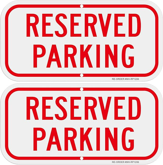 2 Pack Reserved Parking Signs, 12x6Inch Aluminum Reserved Sign, UV Protected by MINGHONGSIGNS