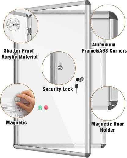Mifuro 36"x24" Enclosed Bulletin Board, Lockable Weather-Resistant Aluminum - Image 3