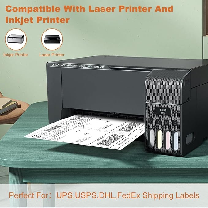BESTEASY 1000 Half Sheet Self Adhesive Shipping Labels, Laser/Ink Jet White - Image 5
