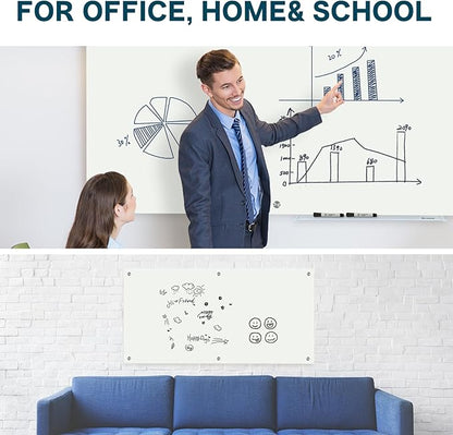 J&J worldwide Magnetic Glass Whiteboard 6' x 4', Large Frameless White Boards - Image 3