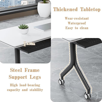 Goakwwuz Conference Room Table, Folding Conference Tables, Thicken Grey Tabletop - Image 5